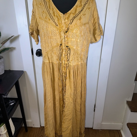 VINTAGE MPH Yellow Maxi Dress - Picture 1 of 12